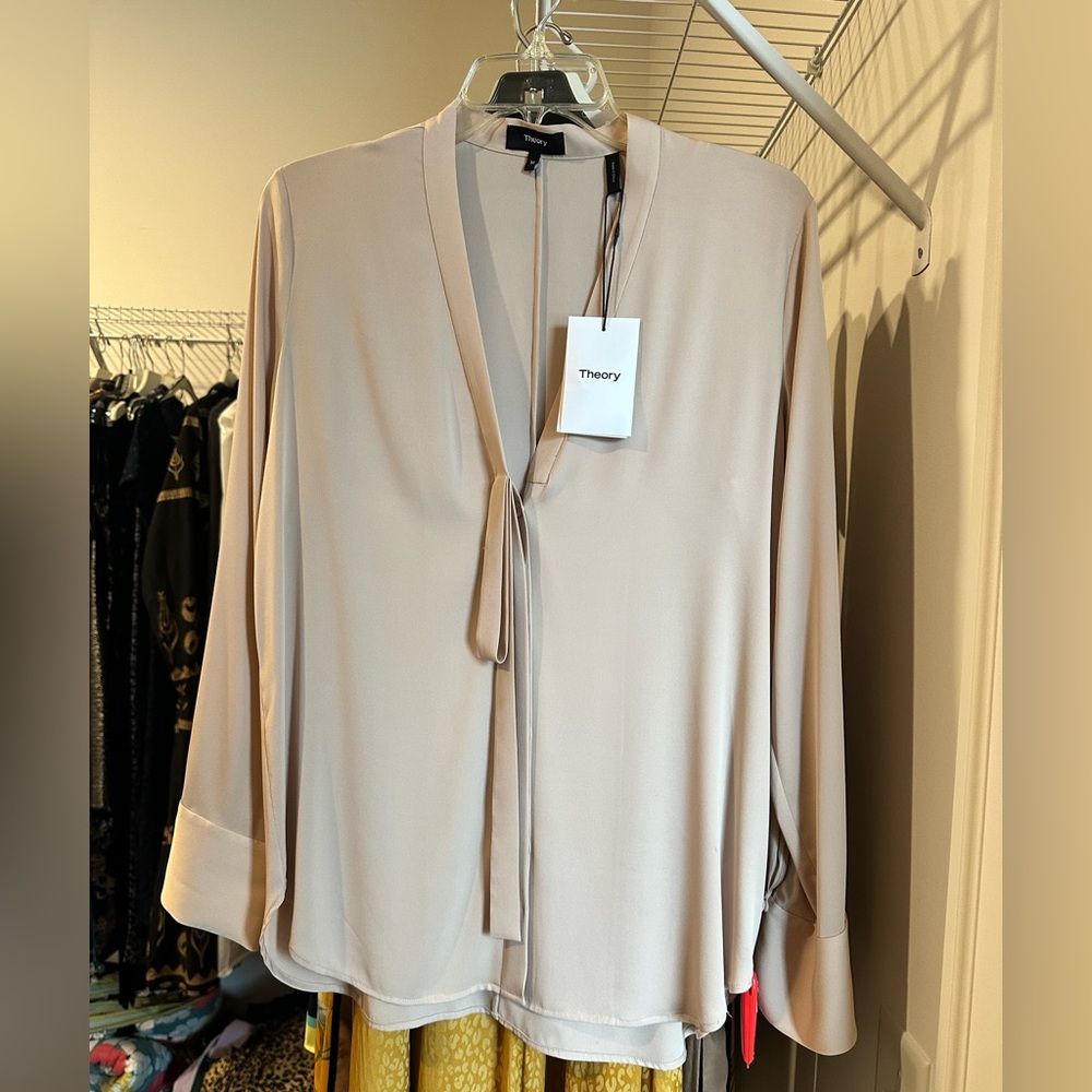 THEORY Silk Blouse - Pink Clay, M